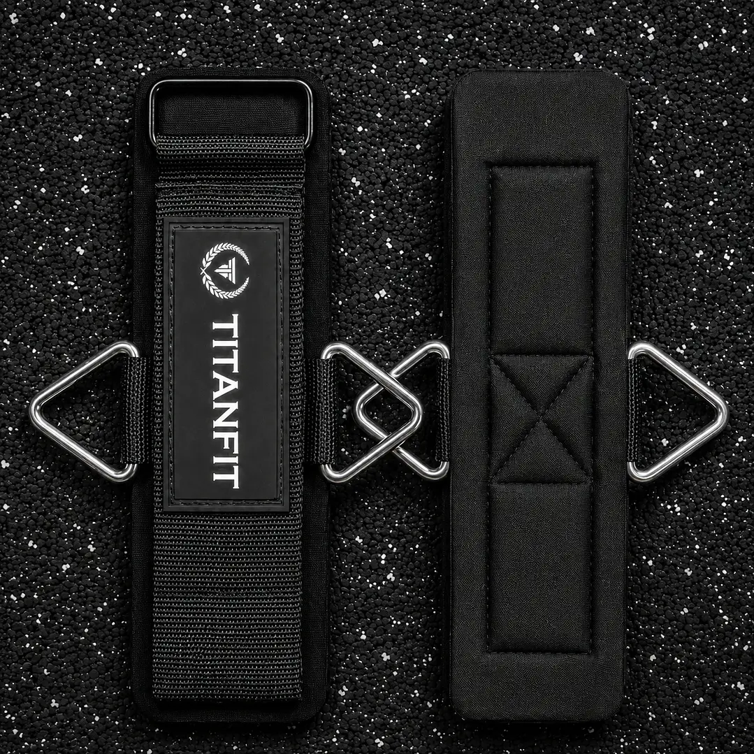 Muñequera Polea TitanFit Ankyle Negra | Gancho Metálico 3