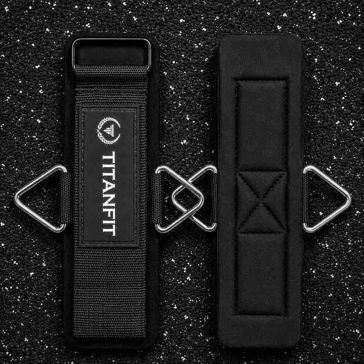 Muñequera Polea TitanFit Ankyle Negra | Gancho Metálico 3