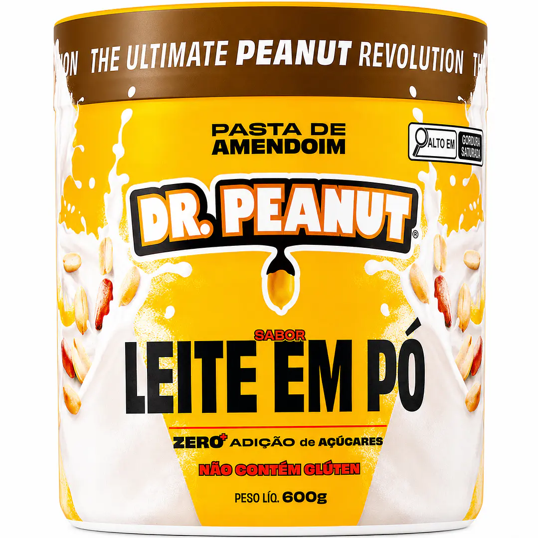 Pasta de Maní Dr. Peanut Leite em Pó 600 g | Con Whey Protein 1