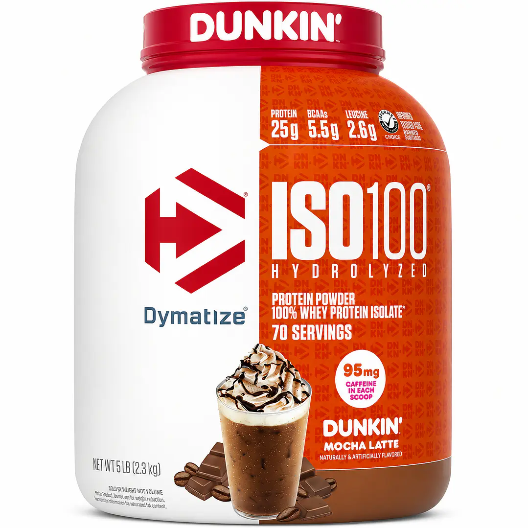 Dymatize ISO100 Dunkin’ Mocha Latte 5 lb | 25 g Proteína + 95 mg Cafeína 1