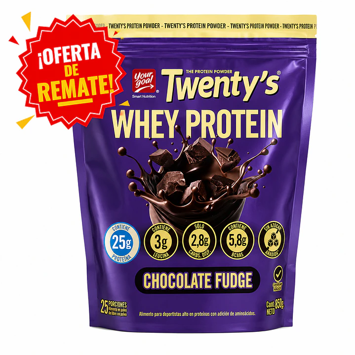 Twenty's Whey Protein Chocolate Fudge 850 g | 25 g de Proteína y 5,8 g de BCAA's 1