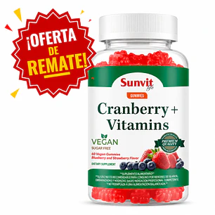 Cranberry + Vitamins Vegan Gummies Sunvit Life (60 Gomitas)