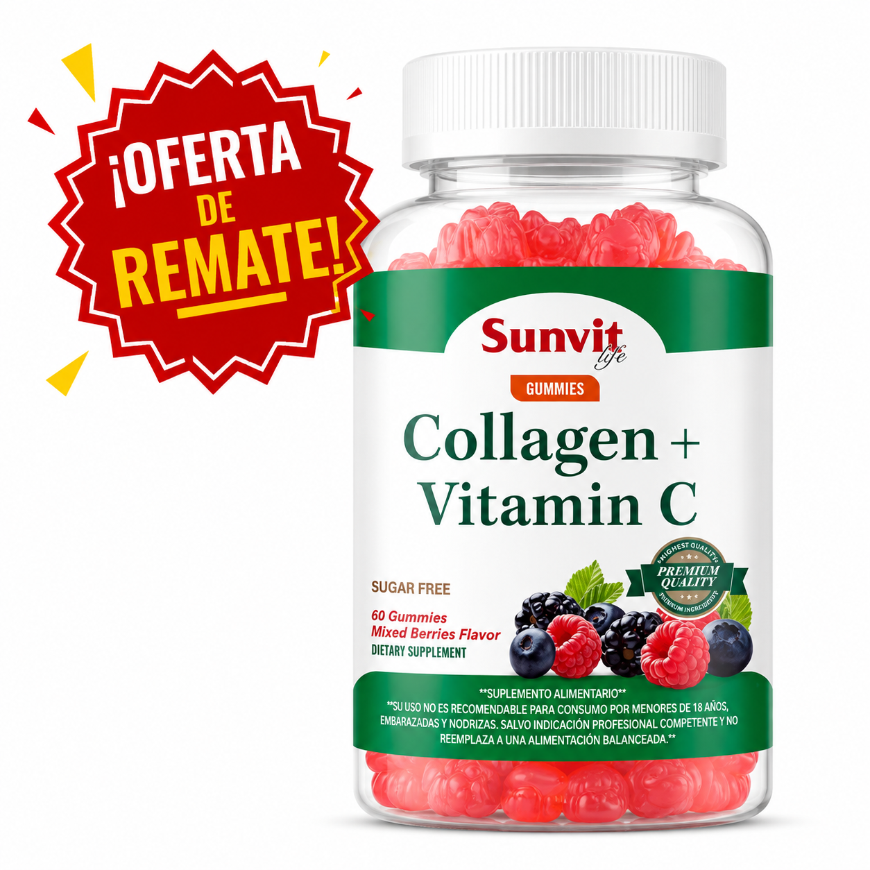 Gomitas Vitamina C 500mg, Naranja 60 Vegan Gummies, SVL