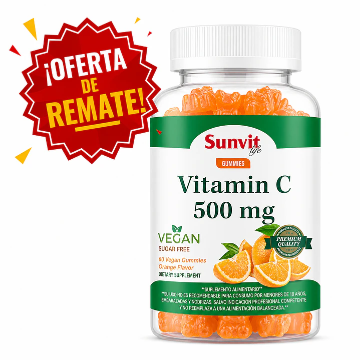 Vitamin C 500 mg Vegan Gummies Sunvit Life (60 Gomitas)  1