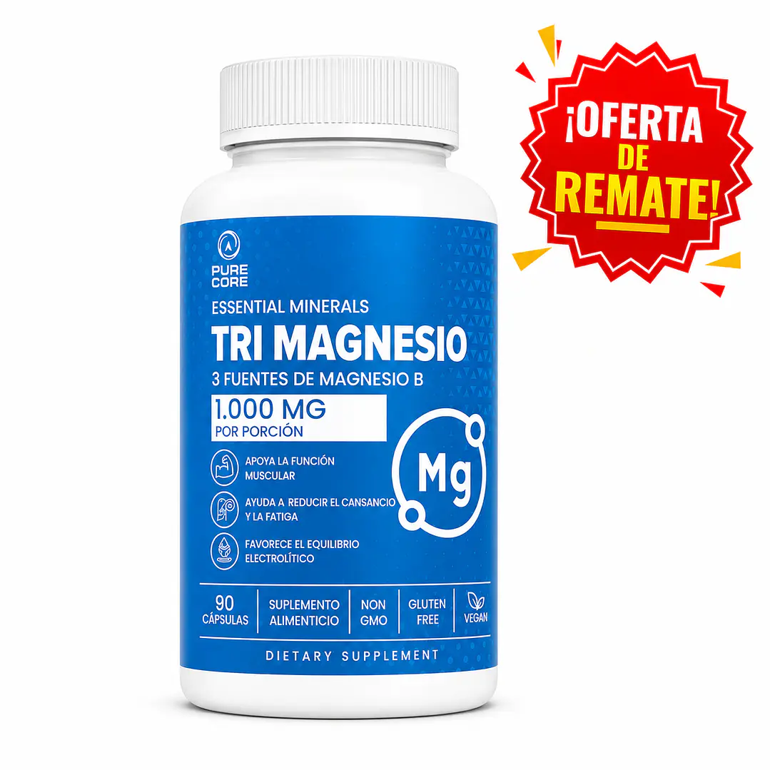 Tri Magnesio Pure Core 90 Cápsulas | 3 Fuentes de Magnesio 1