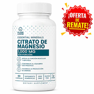 Citrato de Magnesio Pure Core 90 Cápsulas | 1.000 mg por Porción