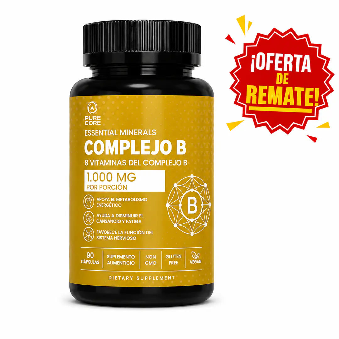 Complejo B Pure Core 90 Cápsulas | 8 Vitaminas del Complejo B 1