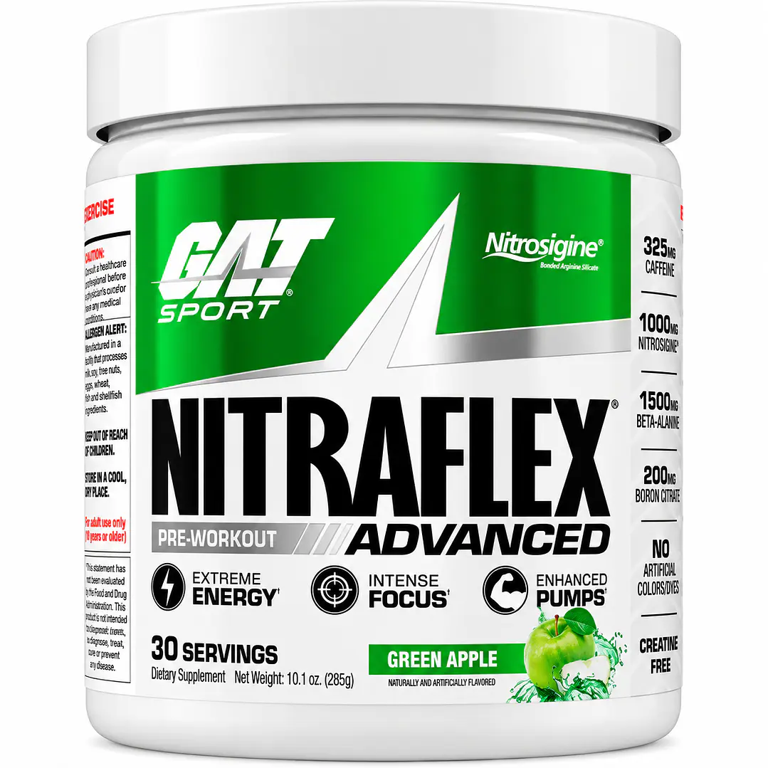 GAT Sport Nitraflex Advanced Green Apple 300 g | 325 mg Cafeína 1