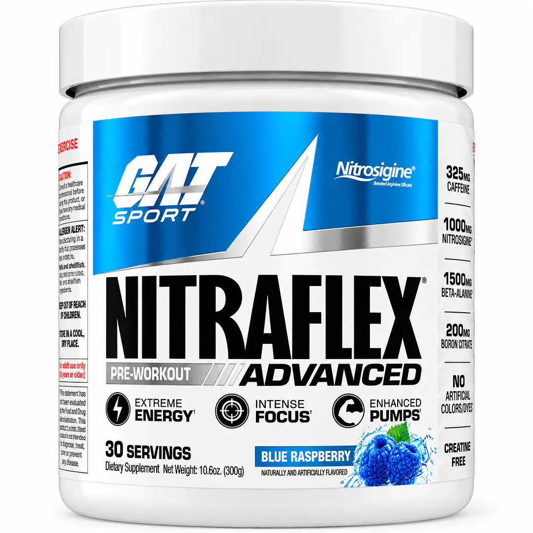 GAT Sport Nitraflex Advanced Blue Raspberry 300 g | 325 mg Cafeína 1