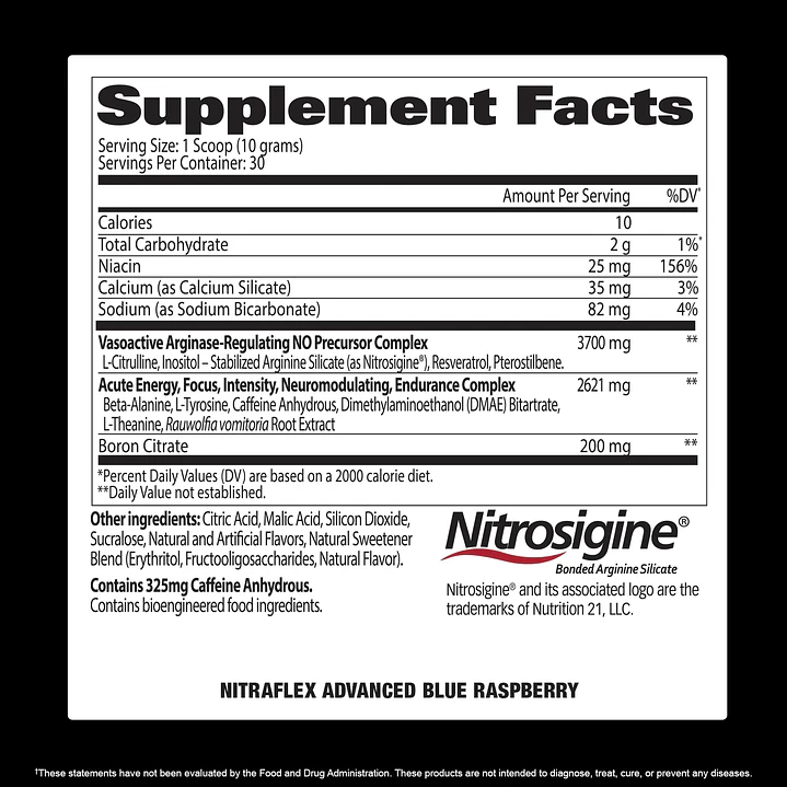 GAT Sport Nitraflex Advanced Blue Raspberry 300 g | 325 mg Cafeína 2