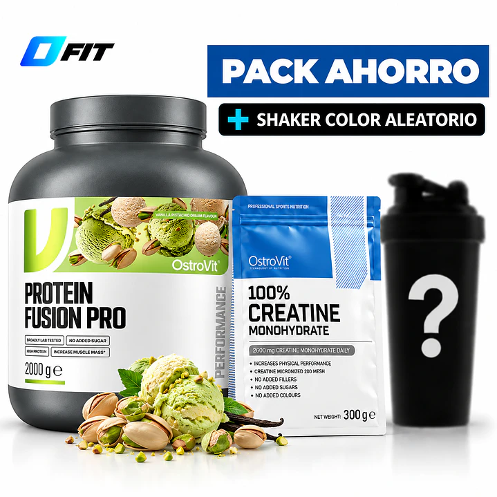 Pack OstroVit Fusion Pro Pistacho 2 kg + Creatina 300 g + Shaker de Regalo 1