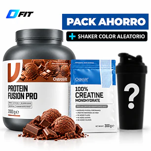 Pack OstroVit Fusion Pro Chocolate 2 kg + Creatina 300 g + Shaker de Regalo