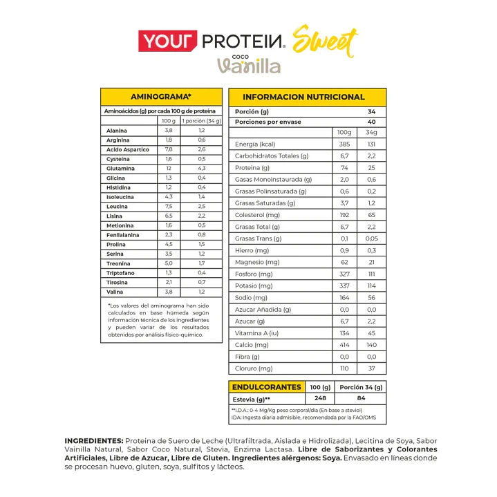 Your Protein Whey Protein Coco Vainilla 2.8 lb | 24 g Proteína 2
