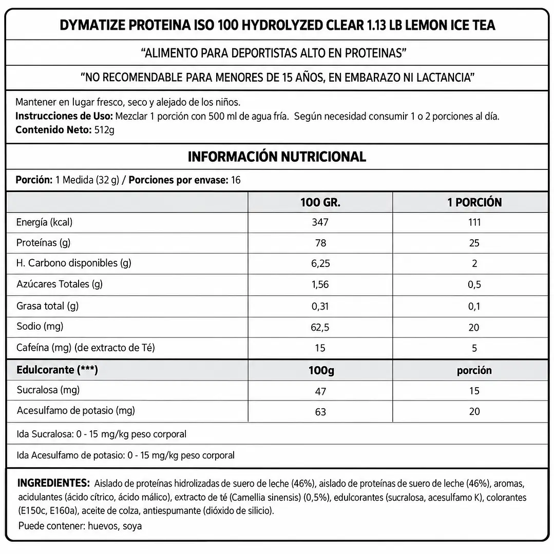 Dymatize ISO100 Clear Lemon Ice Tea 1.13 lb | 25 g Proteína 2