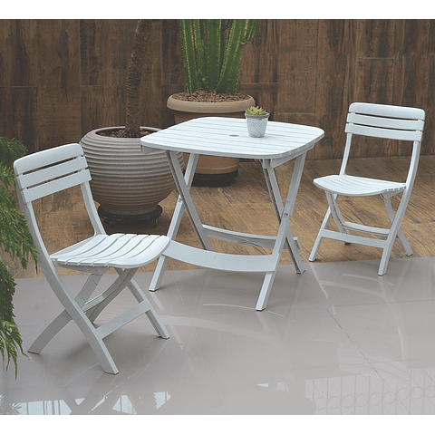 Mesa Plástico Plegable Diamantina Blanco