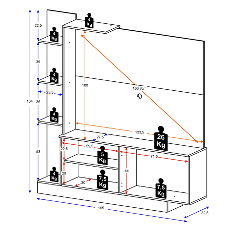 Rack Tv Verona Blanco Gris,"PRODUCTO CON DETALLE"