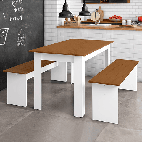 Juego De Comedor Natura Blanco Cinza,"PRODUCTO CON DETALLE"