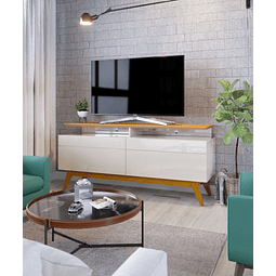 Rack Tv Stand Classic Plus 12333 1.4 Cajones Blanco/Caramelo,"PRODUCTO CON DETALLE"