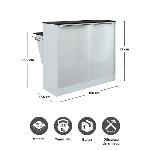 Isla Comedor Dos Puertas Blanco Smart,"PRODUCTO CON DETALLE"