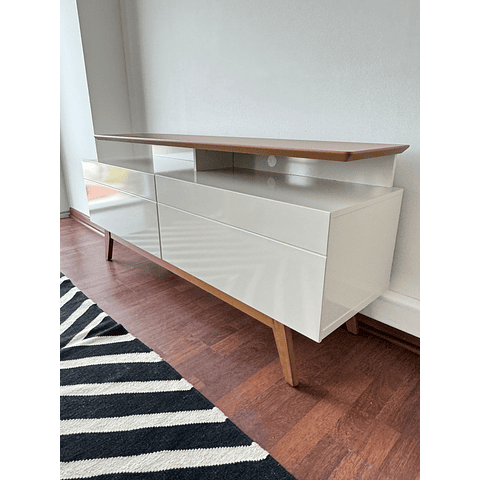 Rack Tv Stand Classic Plus 12333 1.4 Cajones Blanco/Caramelo,"PRODUCTO CON DETALLE"