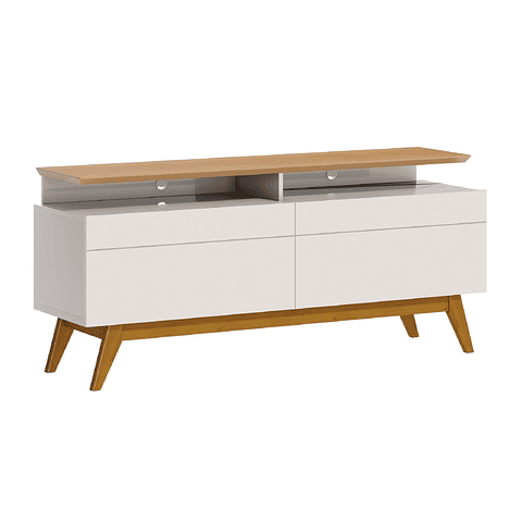 Rack Tv Stand Classic Plus 12333 1.4 Cajones Blanco/Caramelo,"PRODUCTO CON DETALLE"