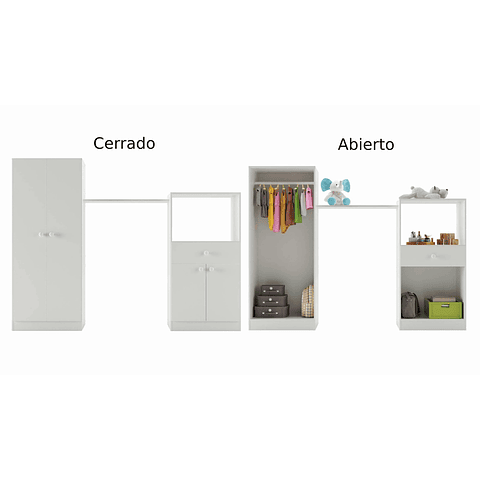 Cuna + Comoda + Closet Blanco Top Baby,"PRODUCTO CON DETALLE"