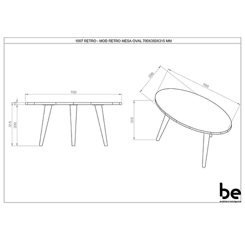 Mesa Retro Oval 1007 BL,"PRODUCTO CON DETALLE"