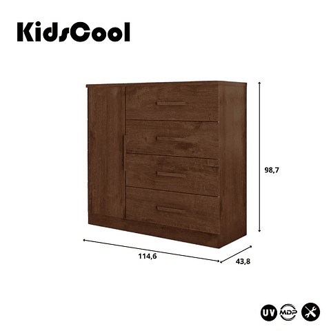 Comoda Con Puerta Café Mate Cinza,"PRODUCTO CON DETALLE"