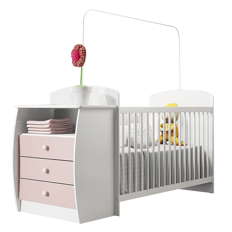 Cuna con Mudador Bambini Rosado,"PRODUCTO CON DETALLE"
