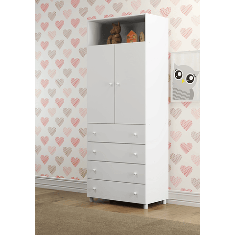 Ropero 2 Puertas y 4 Cajones Blanco,"PRODUCTO CON DETALLE"