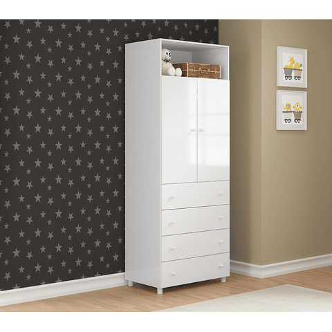 Ropero 2 Puertas y 4 Cajones Blanco,"PRODUCTO CON DETALLE"