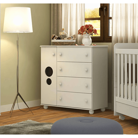 Comoda Top Blanca 4 Cajones ,"PRODUCTO CON DETALLE"