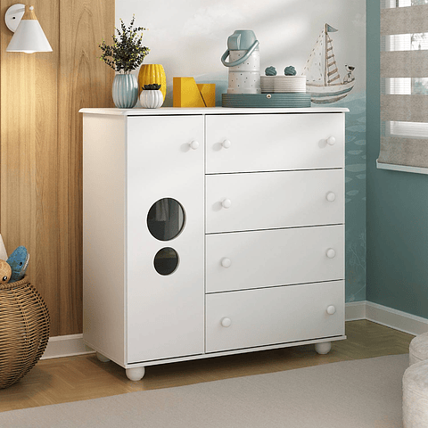 Comoda Top Blanca 4 Cajones ,"PRODUCTO CON DETALLE"