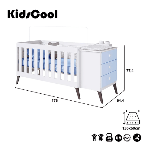 Cuna Con Cajonera Encanto Celeste,"PRODUCTO CON DETALLE"