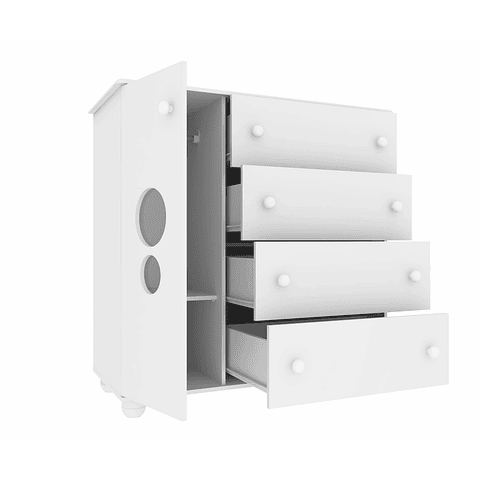 Comoda Top Blanca 4 Cajones ,"PRODUCTO CON DETALLE"