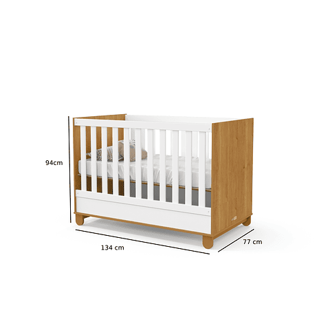 Cuna Madera New Zupi Blanca Caramelo ,"PRODUCTO CON DETALLE"