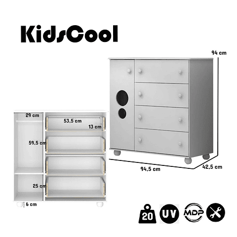 Comoda Top Blanca 4 Cajones ,"PRODUCTO CON DETALLE"