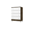 Comoda Blanco Café Mel 4 Cajones - PRODUCTO ARMADO CON DETALLE
