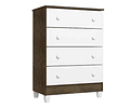 Comoda Blanco Café Mel 4 Cajones - PRODUCTO ARMADO CON DETALLE