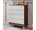Comoda Blanco Café Mel 4 Cajones - PRODUCTO ARMADO CON DETALLE