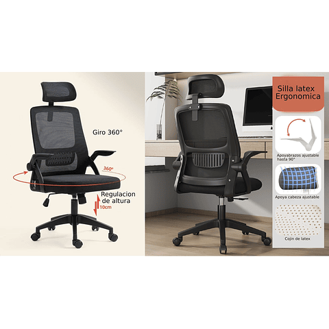 Silla Ergonomica Negra 24 PRODUCTO ARMADO CON DETALLE