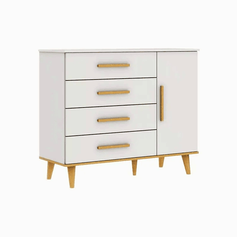 Comoda Blanco Miel Ludmila 4 Cajones Y Puerta PRODUCTO ARMADO CON DETALLE