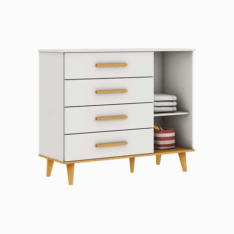 Comoda Blanco Miel Ludmila 4 Cajones Y Puerta PRODUCTO ARMADO CON DETALLE