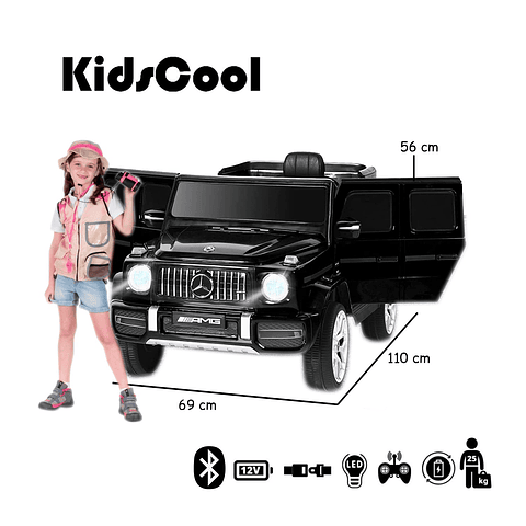 Auto a Batería Jeep G63 Con Licencia Mercedes 12V Negro PRODUCTO ARMADO CON DETALLE 