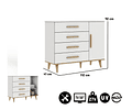 Comoda Blanco Miel Ludmila 4 Cajones Y Puerta PRODUCTO ARMADO CON DETALLE