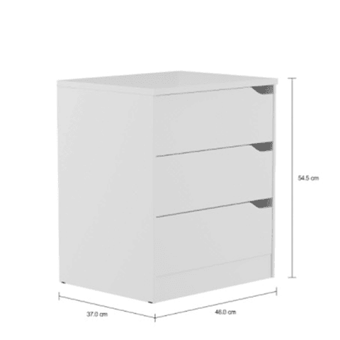 Velador 3 Cajones Compaq Blanco- PRODUCTO ARMADO CON DETALLE