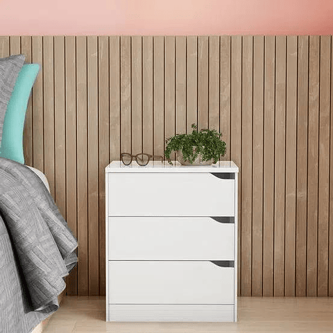 Velador 3 Cajones Compaq Blanco- PRODUCTO ARMADO CON DETALLE