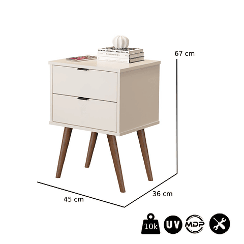 Velador Perla Luxor 2 Cajones - PRODUCTO ARMADO CON DETALLE