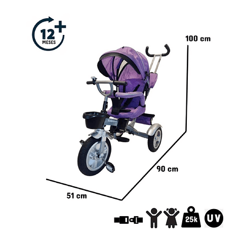 Triciclo Multifuncional City 360 Morado - PRODUCTO ARMADO CON DETALLE