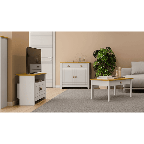 Buffet 1 Cajón 2 Puertas Ludlow Blanco Miel - PRODUCTO ARMADO CON DETALLE